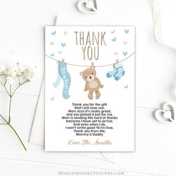 Excellent Thank You Card Template For Baby Shower