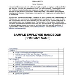 Sublime Free Sample Employee Handbook Template Page
