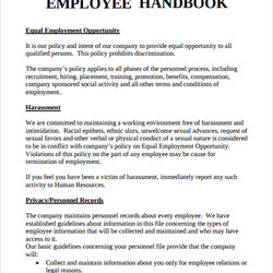 Free Sample Employee Handbook Templates In Google Docs Business Printable Word