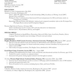 Tremendous Resume Template Collection College Level Student Freshman Word Application