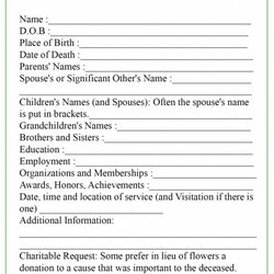 Smashing Free Printable Obituary Templates Template Blank Fill Inside Exceptional High