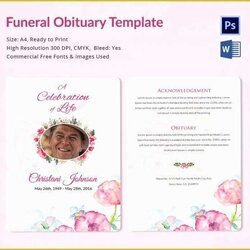 Outstanding Free Obituary Template Of Word Format Funeral Templates Program Sample Create Obituaries Premium
