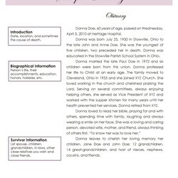 Great Obituary Templates And Samples Sample