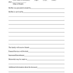 Free Printable Obituary Templates Template Funeral Fill Henry Frightening Inc Word Forms Edit Documents