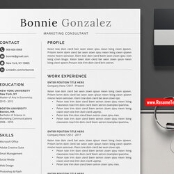 Fine Minimalist Template Resume Word Simple Editable Curriculum Vitae Instant Bandy Ms Professional Modern