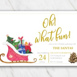 Brilliant Free Printable Christmas Invitation Templates In Word Party Tree Sleigh And Pine Cone Ft
