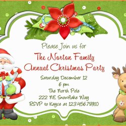 Preeminent Christmas Card Invitation Templates Free Of Party Invitations Template Printable Holiday Blank