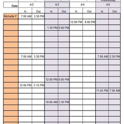 Swell Work Schedule Template Free Word Templates Excel