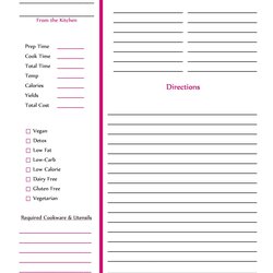 Matchless Perfect Cookbook Templates Recipe Book Cards Word Microsoft Template Card Printable Form Recipes
