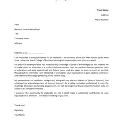 Preeminent College Student Cover Letter For Internship Example Cold