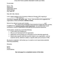 The Highest Standard Cover Letter For Internship How To Write Specific Unadvertised