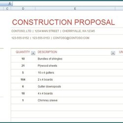 Perfect Free Printable Construction Bid Template Excel Sample
