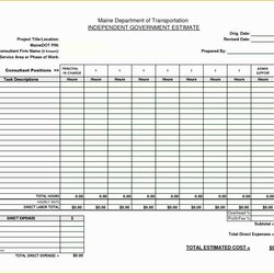 Construction Bid Template Free Excel Intended Of Work Estimate