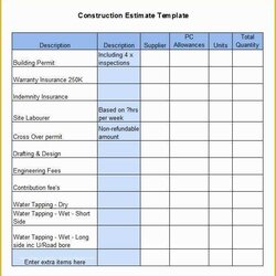 Exceptional Construction Bid Template Free Excel Of Proposal Estimate Templates Doc
