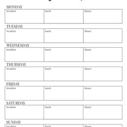 Weekly Meal Plans Blank Amazing Plan Template Templates Word With Menu Planner Planning Printable Monthly