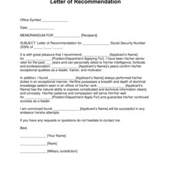 Superb Free Military Letter Of Recommendation Templates Samples And Examples