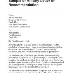Military Letters Of Recommendation Army Navy Air Force Letter