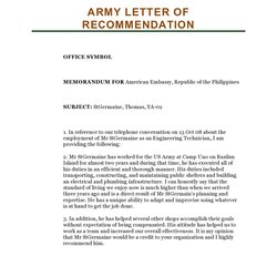 Exceptional Military Letters Of Recommendation Army Navy Air Force Letter
