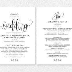 Outstanding Free Printable Wedding Program Template Microsoft Word Formidable Sample