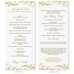 Admirable Wedding Program Template Download Instantly Edit Yourself Elegant Swirls Programs Gold Tea Length