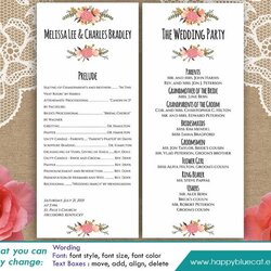 Capital Free Printable Wedding Program Templates For Word Template Instant Download Editable Text Rustic