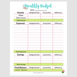 Splendid Printable Monthly Budget Template Cultivated Nest Simple Templates Household Budgeting Planner