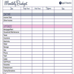 Superb Free Budget Forms In Ms Word Excel Form Monthly Printable Sample