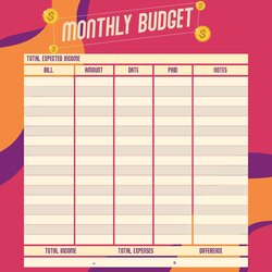 Sublime Printable Free Monthly Budget Template Templates Blank Worksheet