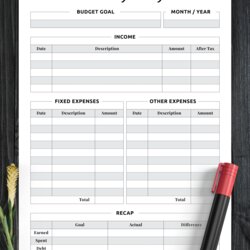 Download Printable Monthly Budget With Recap Section Planners Template