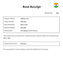 Rent Receipt Form In India Download Word Template Doc