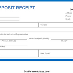 House Rent Receipt All Form Templates Word Deposit