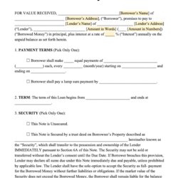 Note Template Promissory