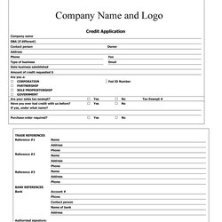 Terrific Free Credit Application Form Templates Samples Clarity Marvelous Accounting