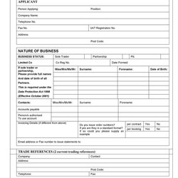 Cool Free Credit Application Form Templates Samples Vendor Imposing