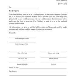 Credit Reference Request Form Fill Out Sign Online And Download Template Print Big