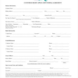 Perfect Free Sample Credit Application Forms In Excel Word Form Customer Agreement