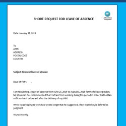 Exceptional Leave Of Absence Template Request