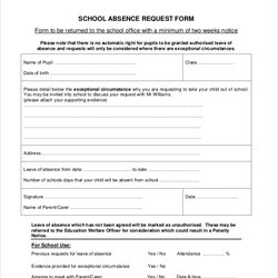 Champion Free Sample Absence Request Forms In Ms Word Form School