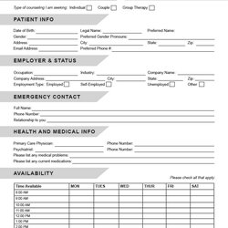 The Highest Quality Counseling Intake Form Template Editable