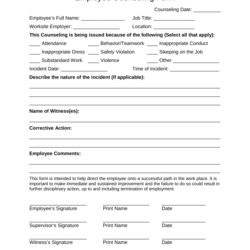 Perfect Free Employee Counseling Form Word Write