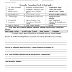 High Quality Free Counseling Statement Forms In Form Employee Notice
