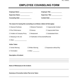 Excellent Free Employee Counseling Form Word Legal Templates Sample