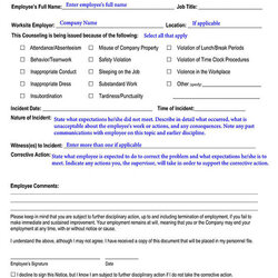 Superb Free Employee Counseling Forms Word Form For In