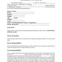 Super Sample Rent To Own Lease Agreement Free Printable Documents Simple Template Horse Basic Rental Forms