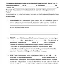 Fantastic Free Lease To Own Agreements Word Agreement Sample