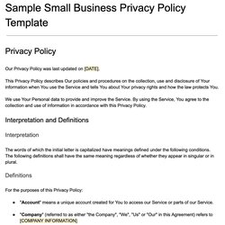 Business Privacy Policy Template Sample Small