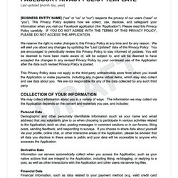 Peerless Privacy Policy Templates In Format Template Business Small
