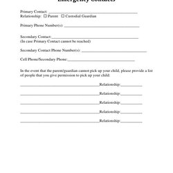 Super Emergency Contacts Form Contact Upcoming Relationship Primary