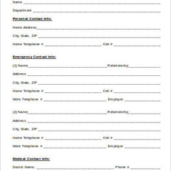 Fine Emergency Contact Forms Doc Form Template Employee Templates Nd Gov