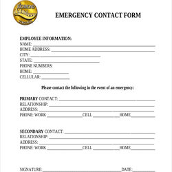 Brilliant Free Sample Emergency Contact Forms In Ms Word Excel Form